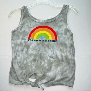 Tie Dye Tank Top , Grey and white with Rainbow  , size M